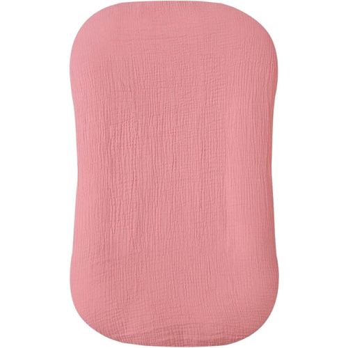 Hooyax Muslin Baby Lounger Cover Soft Organic Cotton Slipcover Fits Newborn Lounger for Baby Boys and Girls (Flesh Pink)