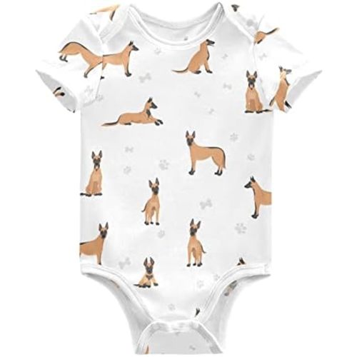 vvfelixl Baby Girls' Bodysuits Black Pug White Short Sleeve Cotton Baby Clothes For Girls 0-24 Months