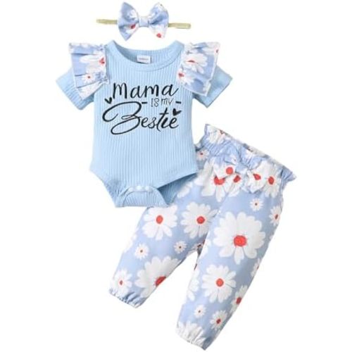 Infant Baby Girl Clothes Newborn Girl Outfit Long Sleeve Romper Pants Set Cute Baby Clothes for Girls Fall/Winter
