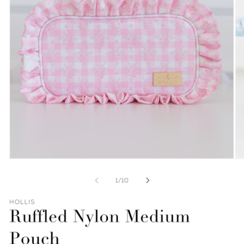 Ruffled Nylon Medium Pouch