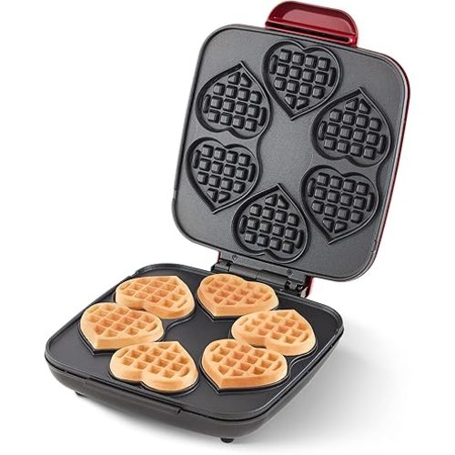 DASH Multi Mini Heart Waffle Maker - Six 3” Heart Shaped Waffle Molds, Nonstick Waffle Iron with Quick Heat-Up, Nonstick Surface - Perfect Mini Waffle Maker for Kids and Families, Just Add Batter