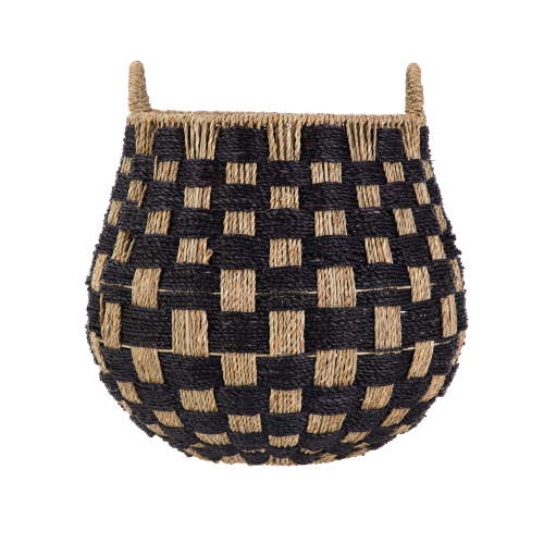 Better Homes & Gardens Large Round Checkered Seagrass Storage Basket with Handles, 2 Pack