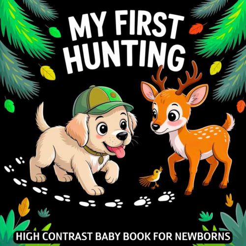 My first Hunting High Contrast Baby Book for Newborns 0-12 Months: Simple Black and White Pictures Deer, Ducks & Outdoor Life to Develop Infant Eyesight | Visual Sensory Stimulation Gift for Kids