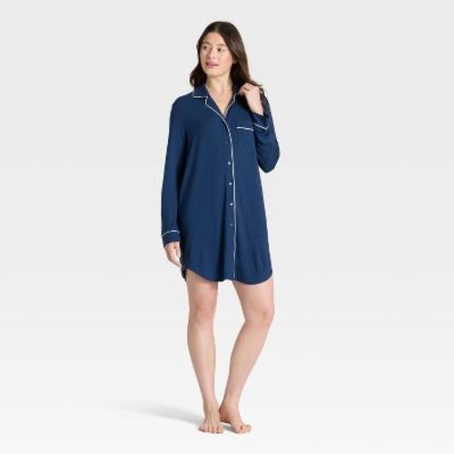 Women's Cloud Knit Notch Collar Long Sleeve Nightgown - Auden™