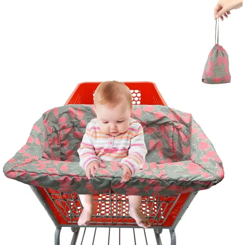 Pozico Shopping Cart Cover for Baby,High Chair Cover or Cart Cover for Babies,Baby Shopping Cart Cover Machine Washable/Portable with Free Carry Bag-Grey Whales