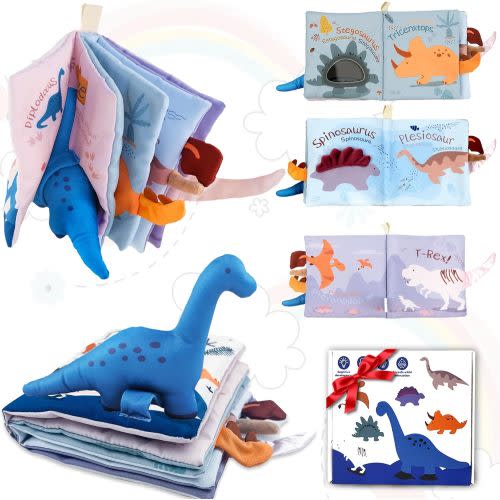 Baby Books Toys, Baby Boy Gifts Touch and Feel Crinkle Books with Dinos