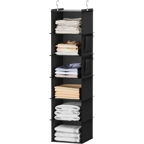 YOUDENOVA Hanging Closet Organizers and Storage, 6-Shelf Hanging Closet Shelves, Black | Storage