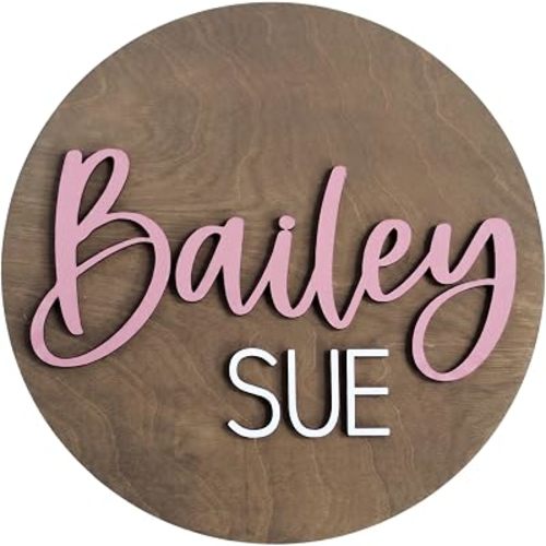 Custom Round Nursery Name Sign, Personalized 3D Baby Name Announcement Sign, Personalized Wooden Wall Plaque, 3D Wall Art for Children & Kids Rooms, Family Name Signs, 30 Colors (Design 7)
