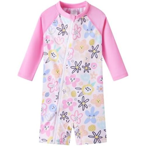 UMELOK Baby Girls' One Piece Swimsuit Full Zip UPF 50+ Sun Protection Swimwear Rash Guard Swim Suit