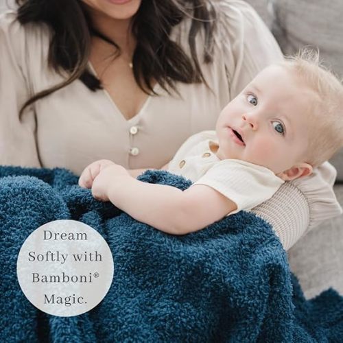 SARANONI Bamboni Luxury Baby Blanket | Plush Blanket for Infant Boys & Girls | Mini 15” x 20” | Nautical Blue