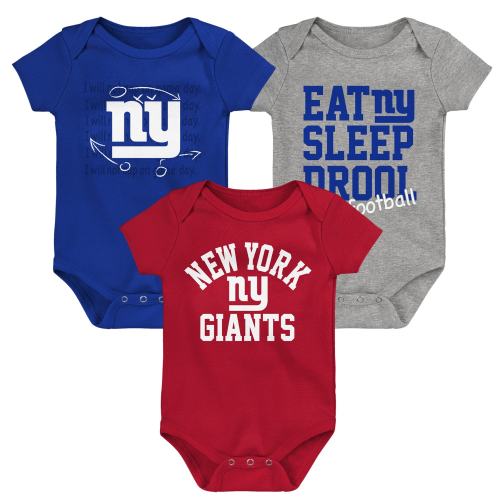 Newborn & Infant New York Giants Royal/Red/Heather Gray Three-Pack Eat, Sleep & Drool Retro Bodysuit Set