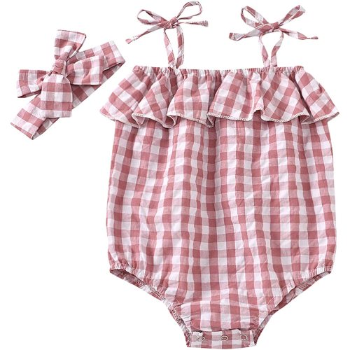 2PC Newborn Baby Girls Clothes Striped Jumpsuit Romper Playsuit Headband Outfits 0-24 Months