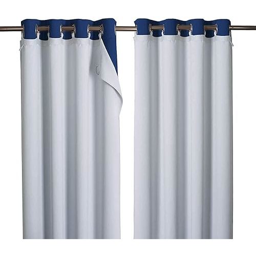 NICETOWN Blackout Curtain Liners for Sheer Curtains, Cold Heat Light Noise Blocking Liners with Rings: Easy to Open and Closed, Thermal Liners for 84 inches Long Curtains, 1 Pair, 50" x 80" Per Panel