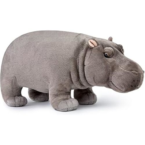 Realistic Hippo Plush Toy - Simulation Standing 14” Hippopotamus Stuffed Animal, Soft Wild Animals Hippo Stuffed Toys, Unique Plushie Toys Model Dolls Collection for Kids