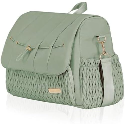 Hannah & Sophia Belle Convertible Baby Diaper Backpack & Bag in Sage Green, Large Size, Dual Sided Water Resistant Changing Mat Included, Detachable Shoulder Straps, Easy To Use