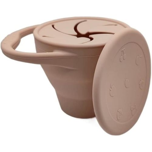 Baby Snack Cup,Collapsible Silicone Snack Container for Babys,Baby Snacks Holder with DustProof Lid,Baby and Toddler Snack Catcher Lid. - pink