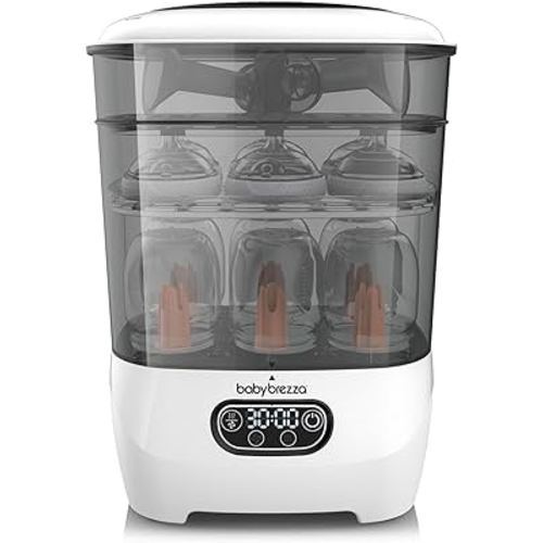 Baby Brezza Bottle Sterilizer and Dryer Advanced – Electric Steam Sterilization Machine Universal Sterilizing for All Bottles: Plastic + Glass Pacifiers Breast Pump Parts - HEPA Filtration