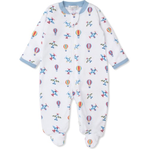 Baby Patterned Zip Front Footie, 6-9M, Blue Multi