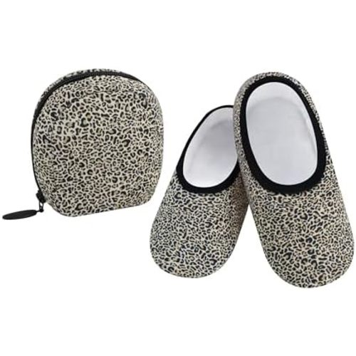 Snoozies Skinnies Womens Slipper Socks - Non-Slip Slippers with a Lightweight Sherpa Lining - Travel Slippers with Storage Pouch