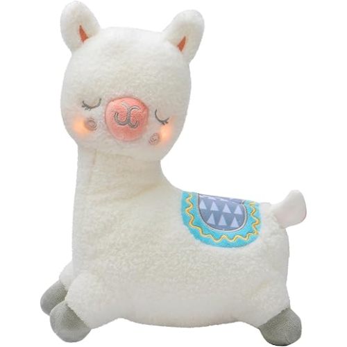 Magic Years 10 inch Musical Light Up Llama Toy for Baby, Plays Brahms' Lullaby, White