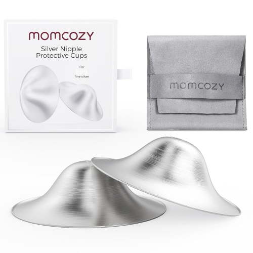 Momcozy 999 Silver Nursing Cups/Nipple Shields,Hole-Free, for Breastfeeding Essentials,Regular Size