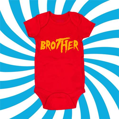 Brother Hogan Wrestling Bodysuit Baby Shower Gift Red
