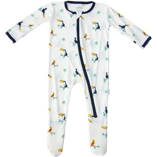 Bamboo Little Soft Baby Footie Pajamas, Baby Clothes, Newborn Sleepers, 95% Viscose and 5% Spandex, 0-24 Months