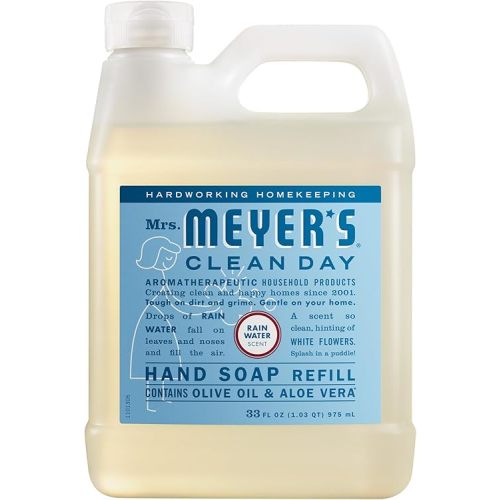 MRS. MEYER'S CLEAN DAY Hand Soap Refill, Rain Water Scent, 33 Fl Oz Bottle