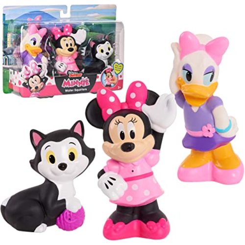 Disney Junior Minnie Mouse 3-Pack Bath Toys, Figures Include Minnie Mouse, Daisy Duck, and Figaro, Officially Licensed Kids Toys for Ages 3 Up by Just Play