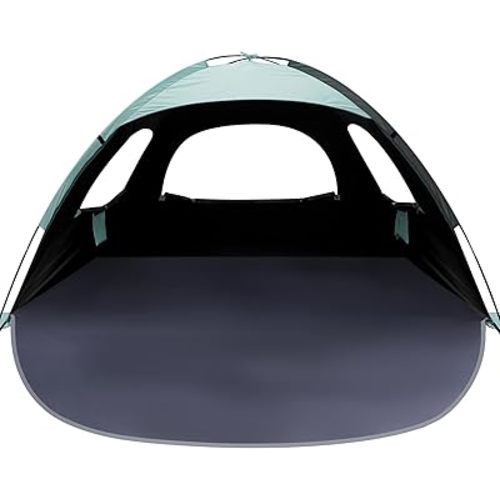 WhiteFang Beach Tent Anti-UV Portable Sun Shade Shelter for 3/4/6/8 Person, Extendable Floor with 3 Ventilating Mesh Windows Plus Carrying Bag, Stakes and Guy Lines