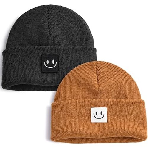 FURTALK Baby Beanie Cute Toddler Winter Hat Knit Boys Girls Warm 2 Pack Kids Embroidered Beanies Cap for 0-8 Years