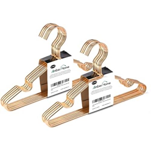 Amber Home 20Pack 12" Rose Gold Kids Baby Hangers, Strong Metal Children Clothes Hangers for Closet, Space Saving Infant Hanger for Toddler Coats Pants (Rose Gold, 20)