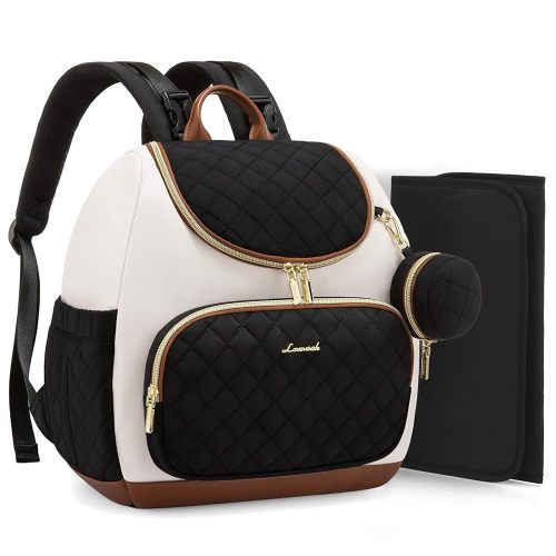 LOVEVOOK Small Diaper Bag Backpack, Waterproof Diaper Bags for Baby Girl Boy with Changing Pad, Stylish Baby Diaper Bag, Travel Diaper Bag for Mom Dad with Stroller Buckles,14 Inch