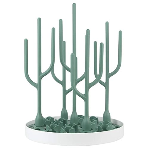 Boon Desert Countertop Baby Bottle Drying Rack - Holding Capacity for 8 Baby Bottles and Baby Accessories - Baby Bottle Organizer and Storage - Baby Bottle-Feeding Supplies - Green