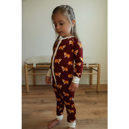 Zipper Baby Pajamas | Super Soft Viscose Bamboo | Collie Print | Free Shipping >$75 – Southern Slumber