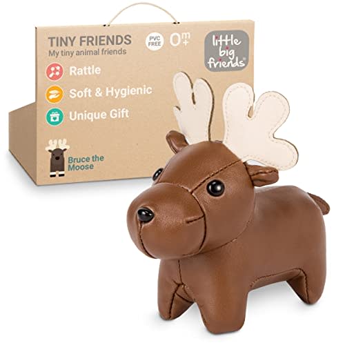Little Big Friends Tiny Friends | Rattle Toy | Special Stuffed Animal | Easy to Clean | Bruce The Moose