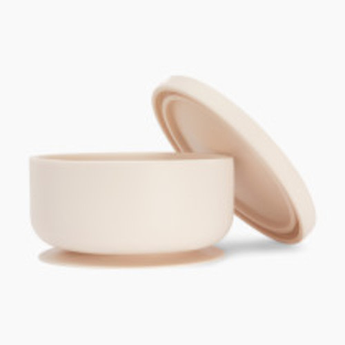 AEIOU Suction Bowl with Lid - Oat Milk