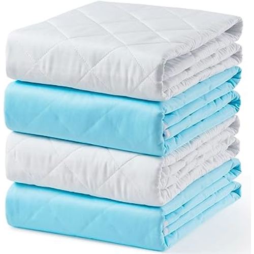 KANECH Washable Underpads, 34" x 36" (Pack of 4), Heavy Absorbency Bed Pads Washable waterproof, Incontinence Bed Pads for Kids, Adults, Elderly, and Pets