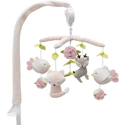 Living Textiles Baby Musical Mobile - Ava Birds | Crib Toy, Knitted Woodland Characters, Nursery Decor, Calming Soother with 12 Lullabies Essential and Perfect Toy for Boys Girls