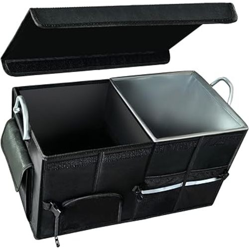 Collapsible Multi Compartment Car Trunk Organizer,SUV Trunk Organizer, suitable for Car Accessories Interior for Women and Men (JB-60)