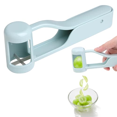 Grape Cutter for Toddlers 1-3, 4 Way Grape Slicer for Cherry, Tomato, Strawberry Vegetable Fruit Salad - 6.5" Long Handle Grape Cutter for Baby, Stainless Steel Quarter Grape Slicer