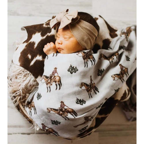 Cowgirls & Cactus Bamboo Muslin Swaddle – Cowkid Clothing Company
