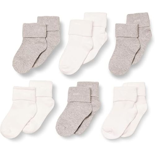 Amazon Essentials Unisex Babies' Cotton Turn Cuff Socks, 6 Pairs