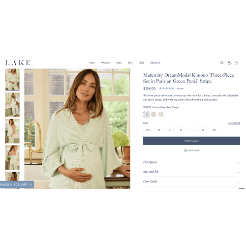 LAKE | Women | DreamModal Pajamas | Parisian Green Pencil Stripe Maternity Kimono Bundle