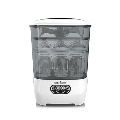 Baby Brezza Bottle Sterilizer and Dryer Advanced – 33% Faster - Largest Capacity Steam Sanitizer - Universal Sterilization Machine for All Bottles + Pump Parts - HEPA Air Filter