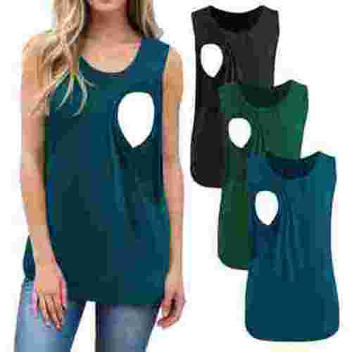Smallshow Women's Maternity Nursing Tank Top Ruched Breastfeeding Clothes 3-Pack