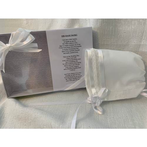 Baptism bonnet (white pearl) magic hanky Baptism, Christening, Dedication bonnet