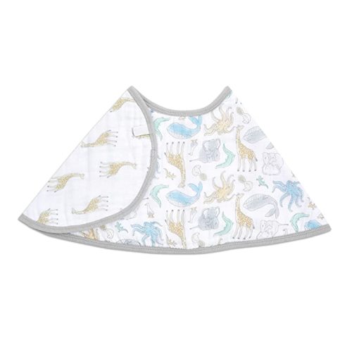 aden + anais Essentials Burpy Bib, 100% Cotton Muslin, Soft Absorbent 4 Layers, Multi-Use Burp Cloth and Bib, 22.5" X 11", Single, Natural History-Species