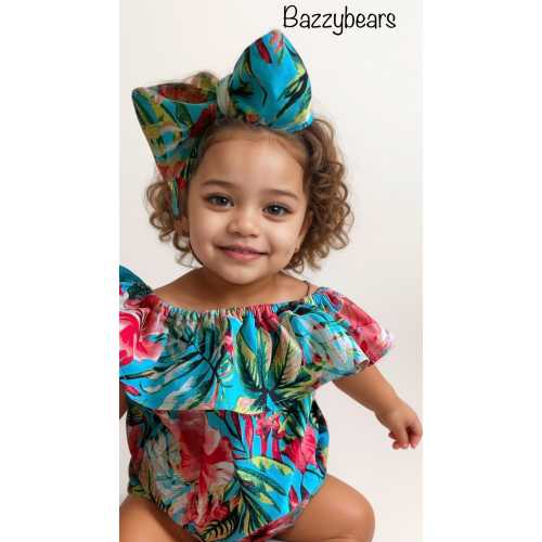 Tropical baby romper, baby girl tropical outfit, hawaiian baby clothes, baby girl summer gift