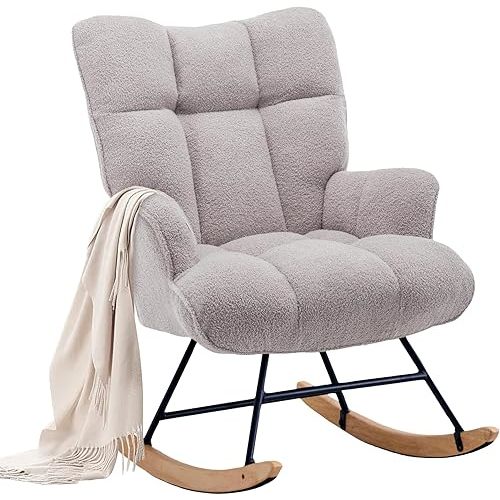 Rocking Chair Teddy Upholstered, Grey Teddy